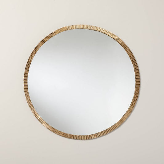 30" Pleated Brass Round Wall Mirror Antique Finish - Hearth & Hand™ With Magnolia: No Assembly, Farmhouse Style, Wall Mount : Target