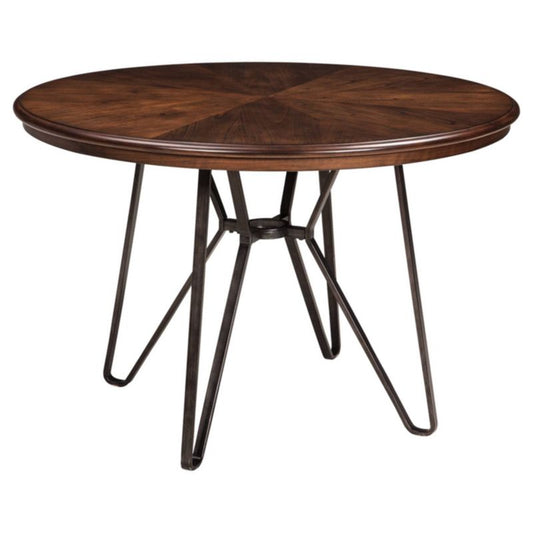 30.5" Centiar Round Dining Room Counter Table Brown - Signature Design by Ashley: Mid-Century Style, Metal Base, Seats 4