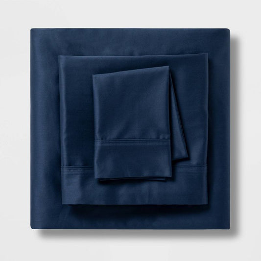Twin/twin Xl Solid Performance 400 Thread Count Sheet Set Metallic Blue - Threshold™: Cotton Sateen, Wrinkle-resistant, Oeko-tex Certified : Target