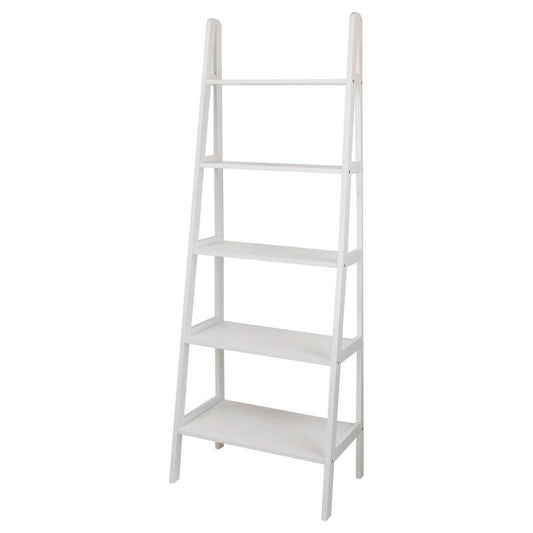 72" 5 Shelf Ladder Bookcase White - Flora Home: Tall, Leaning Design, Farmhouse Style : Target