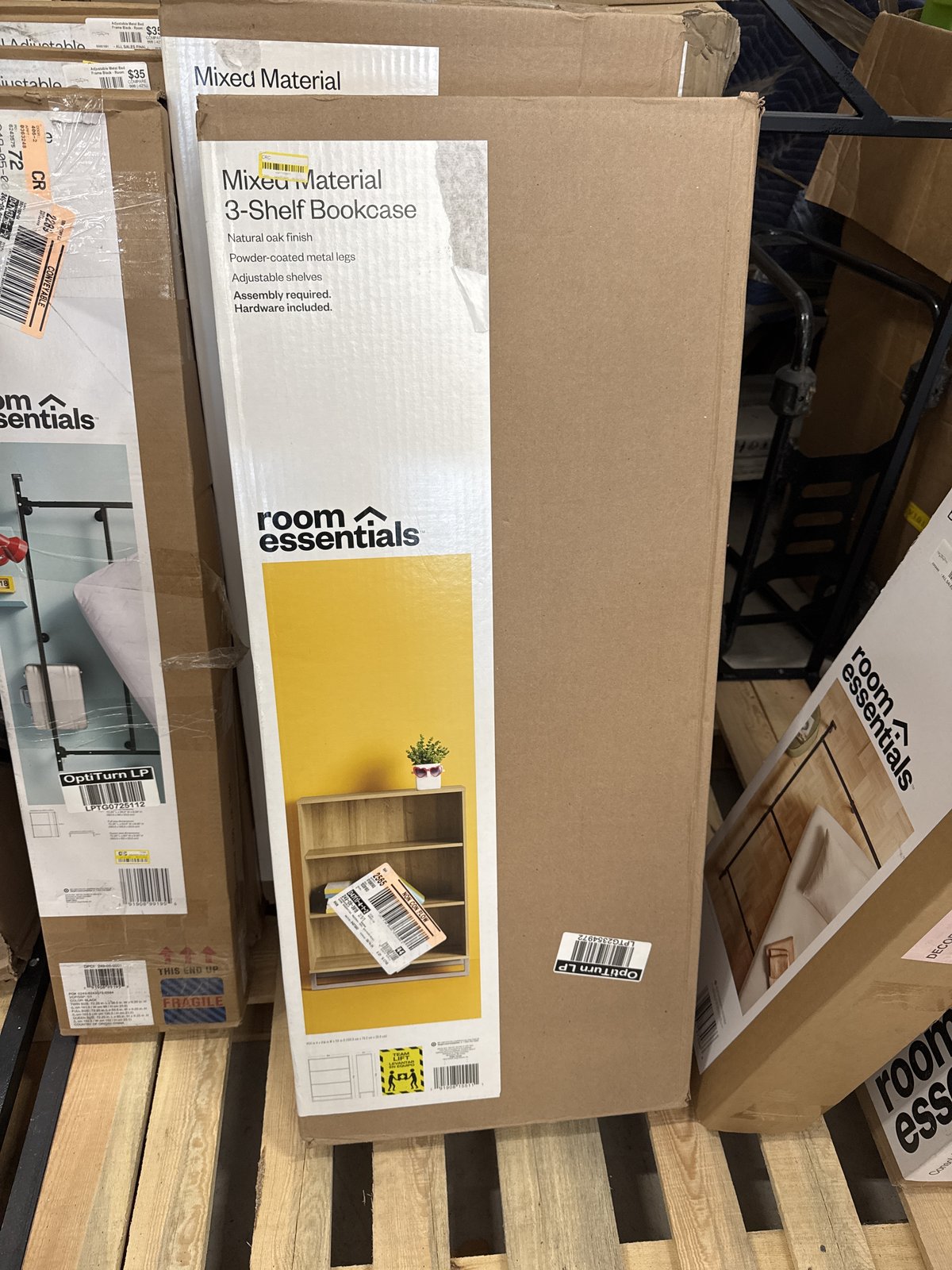 Mixed Material 3 Shelf Bookcase Natural - Room Essentials™ : Target