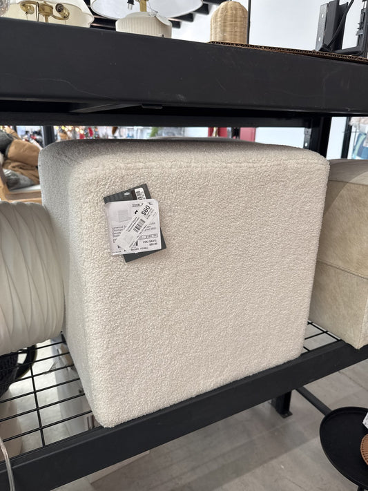 Lynwood Square Upholstered Cube Ottoman Faux Shearling Cream Boucle - Threshold™ Designed With Studio Mcgee: Plywood Frame, No Assembly Required : Target