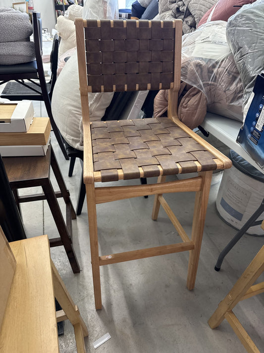 Ceylon Woven And Wood Barstool Brown/natural Wood - Threshold™: Rubberwood Frame, 29" Seat Height : Target