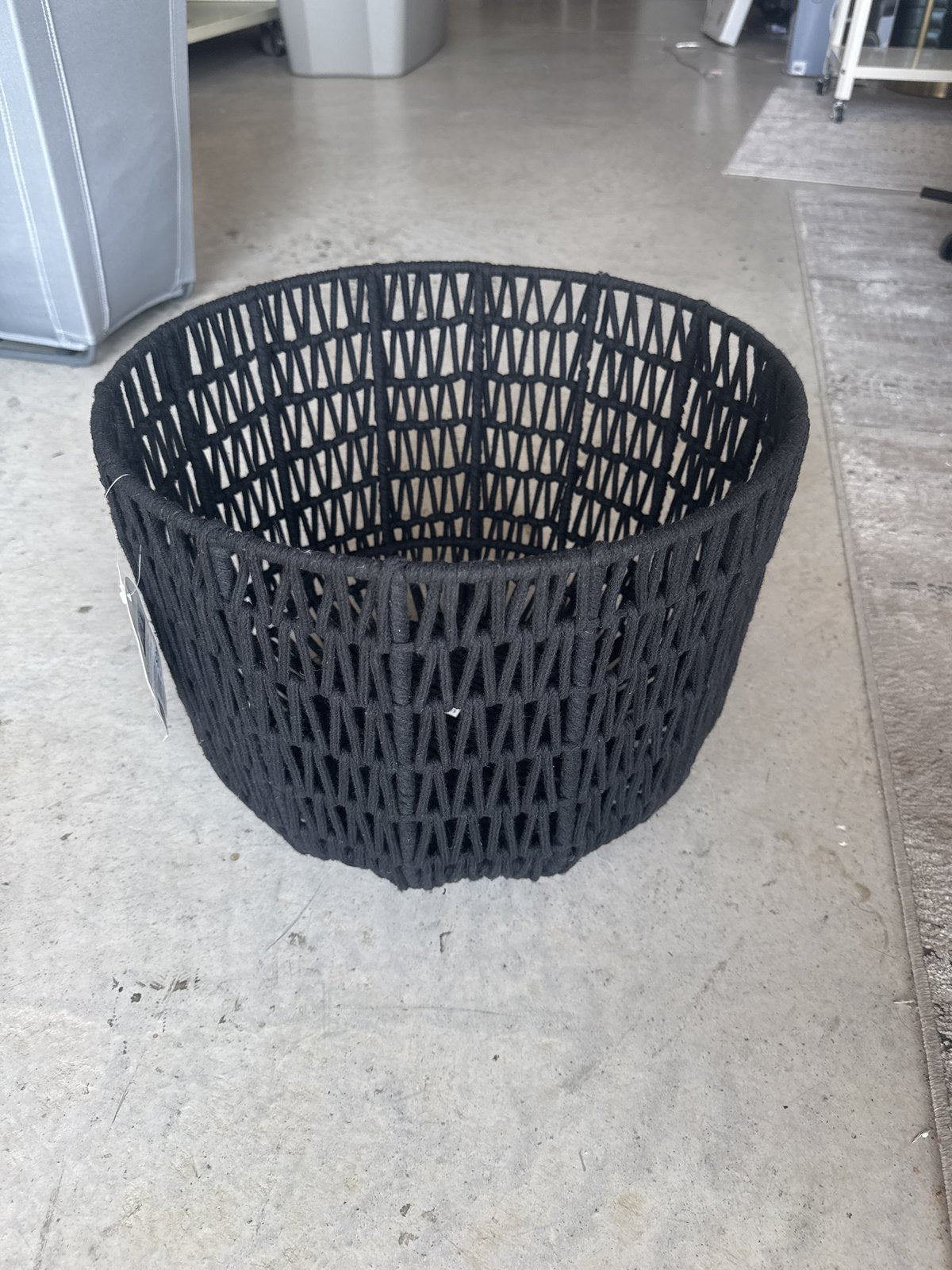 Rope Basket Black - Threshold™: Woven Polyester & Cotton, Decorative Storage Organizer, Round Shape, 16" Width : Target