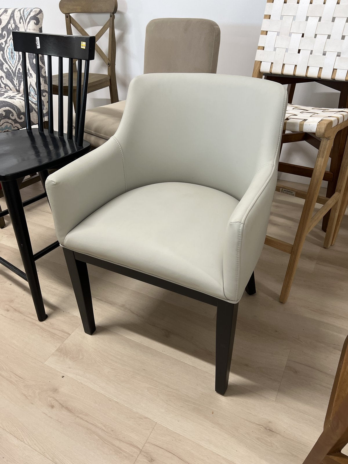 Gansevoort Modern Faux Leather Dining Armchair Stone Gray: Beechwood Legs, Upholstered - Manhattan Comfort : Target