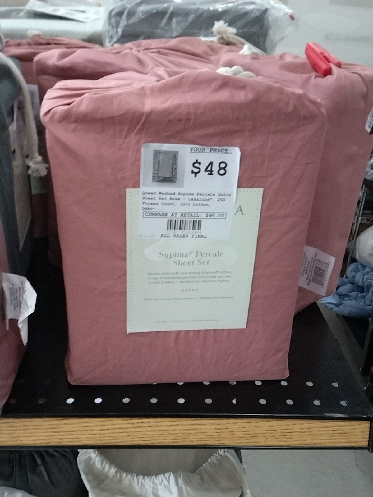 Queen Washed Supima Percale Solid Sheet Set Rose - Casaluna™: 250 Thread Count, 100% Cotton, Oeko-tex Certified : Target