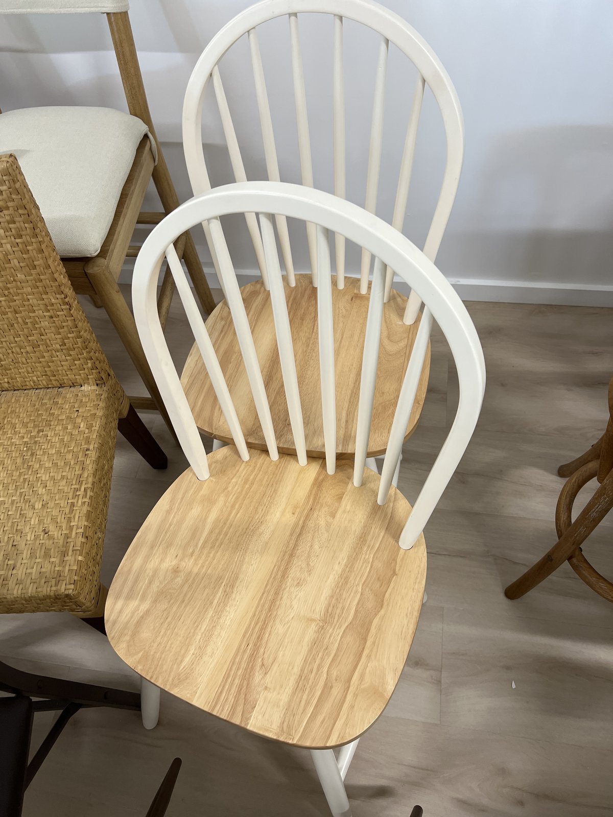 Boraam Set Of 2 Windsor Dining Chair Wood/white/natural: Kitchen Chairs, Lacquered Finish, 300lb Capacity : Target