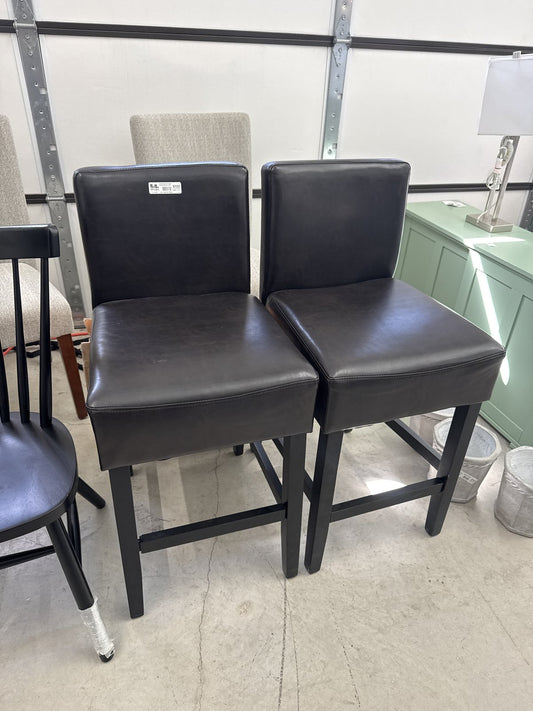 Christopher Knight Home Set Of 2 26" Portman Bonded Leather Counter Height Barstool Brown: Upholstered, Wood Legs, Padded Back : Target