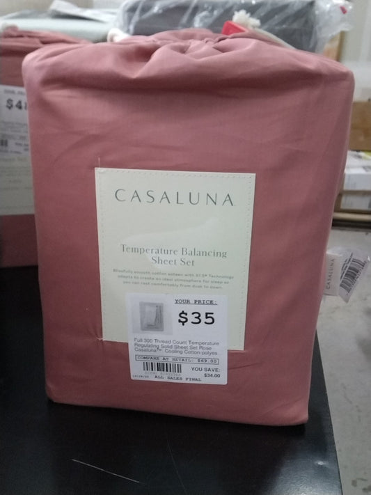 Full 300 Thread Count Temperature Regulating Solid Sheet Set Rose - Casaluna™: Cooling Cotton-polyester Blend, 4-piece Set : Target