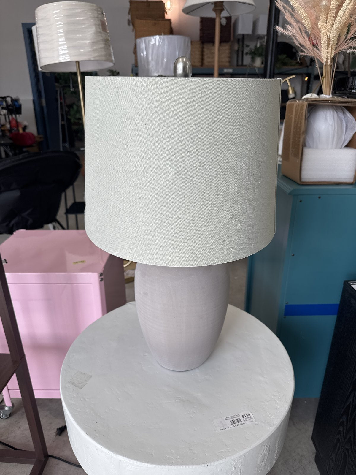 23" Grey Unglazed Ceramic Urn Table Lamp - Nourison