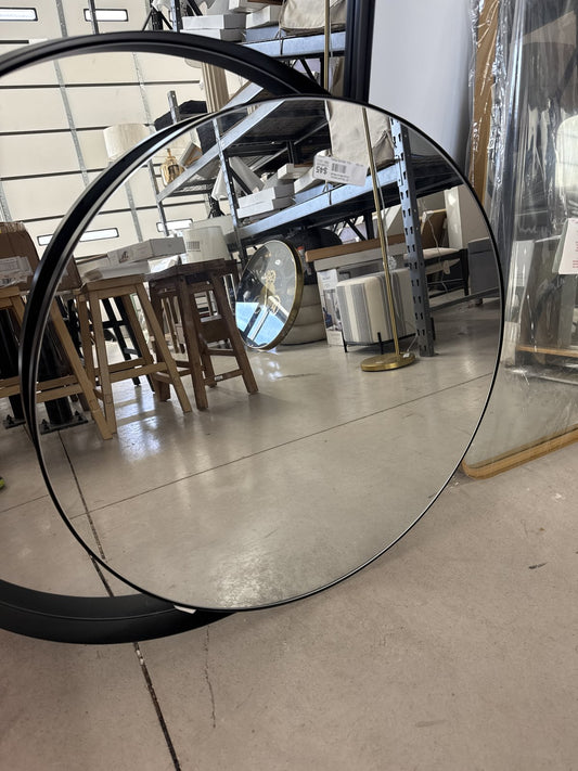 28" Round Infinity Circle Mirror Black - Threshold: Modern Powder-Coated Metal Frame, Wall Mounted