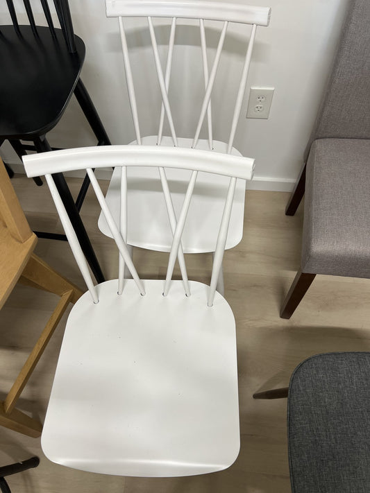 Set of 2 Becket Metal X Back Dining Chair White - Threshold: Modern Kitchen Seating, Steel Frame