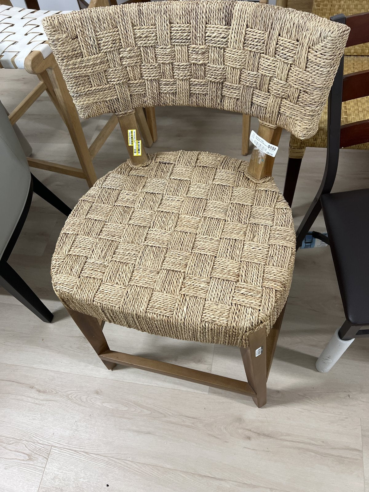 bali & pari Sabit Seagrass and Mahogany Wood Counter Stool Natural/Natural Brown