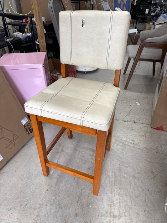 Milano Padded Back and Seat Faux Leather Barstool Upholstered Seat and Back Light Cream - Linon