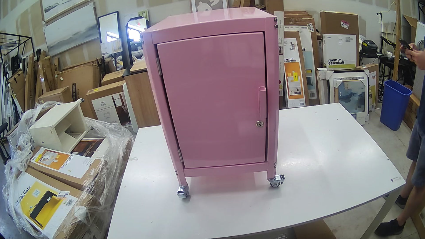 Metal Rolling Dorm Locker Cabinet Pink - Room Essentials Fully Assembled