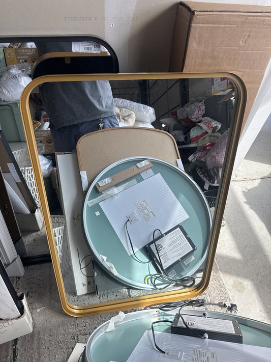24" x 36" Rectangular Decorative Mirror with Rounded Corners Brass - Threshold designed with Studio McGee: Elegant Gold Finish