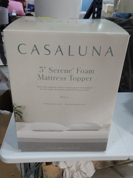 Full 3" Serene Foam Mattress Topper - Casaluna: Polyester Cover, CertiPUR-US, Reduced Motion Transfer