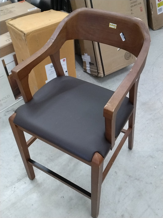 Rasmus Stationary Counter Height Barstool Wire-Brush Finish Chestnut - Boraam: Faux Leather, Farmhouse Style, 300lb Capacity