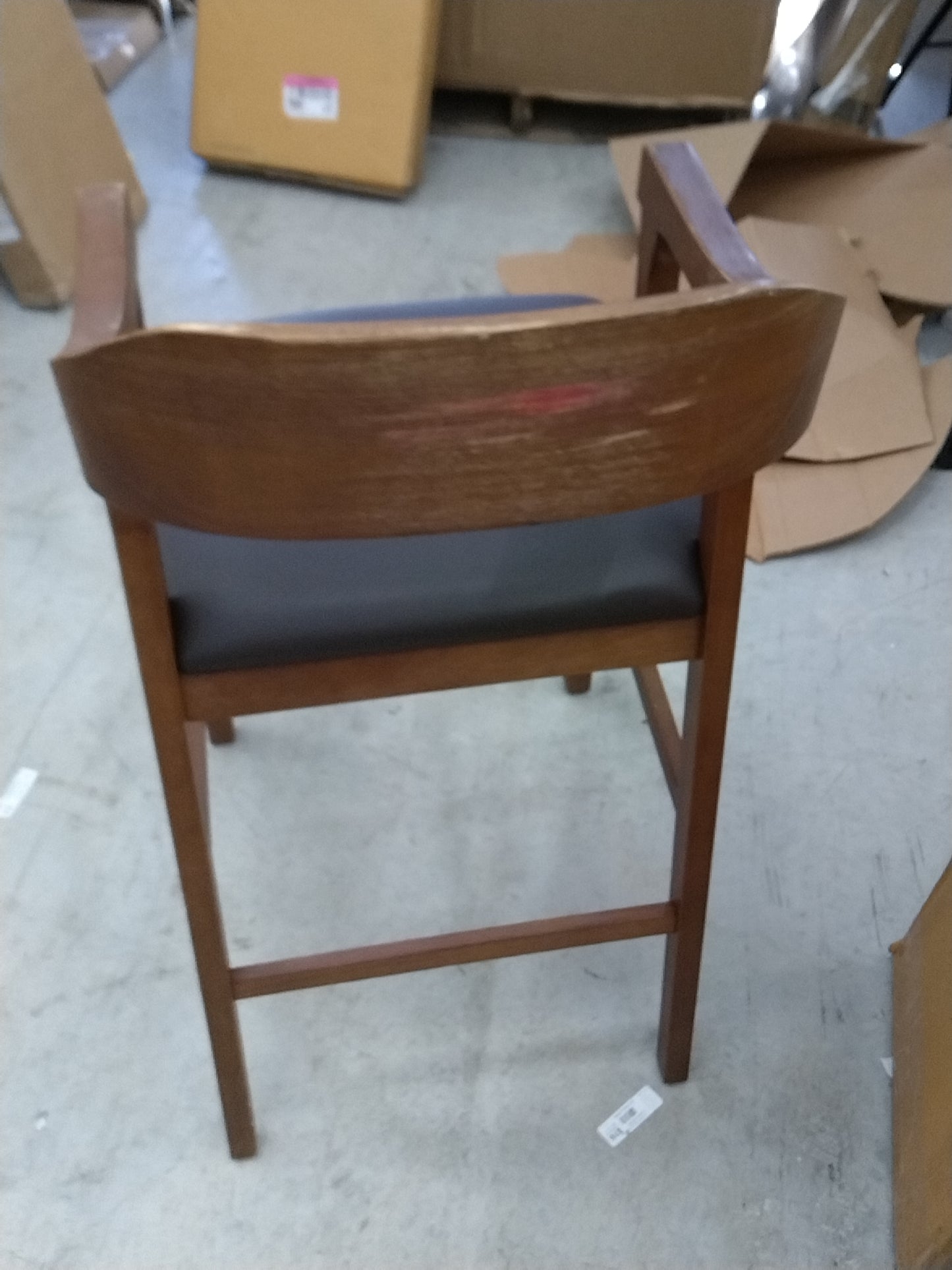 Rasmus Stationary Counter Height Barstool Wire-Brush Finish Chestnut - Boraam: Faux Leather, Farmhouse Style, 300lb Capacity