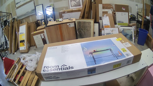 Gaming Steel Dorm Desk with LED Lights and Headphone Holder Black - Room Essentials: Ergonomic Design, Iron Frame, Wood Veneer Surface