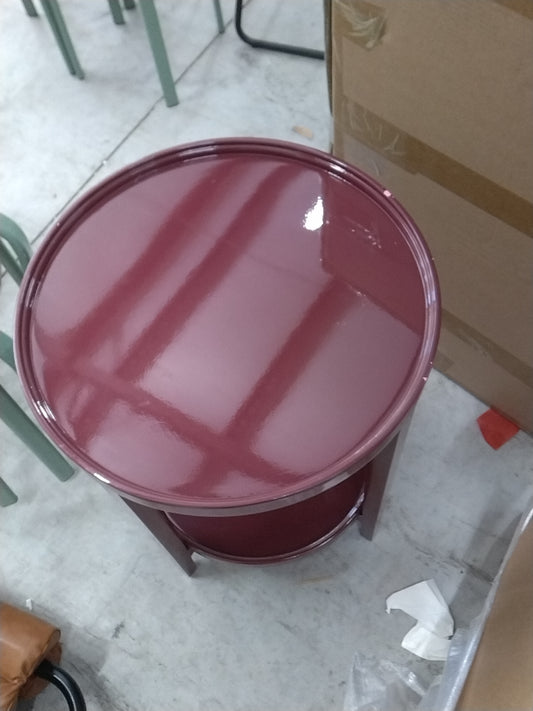 Round Accent Table Wood Lacquer Finish Dark Red - Threshold designed with Studio McGee Fully Assembled