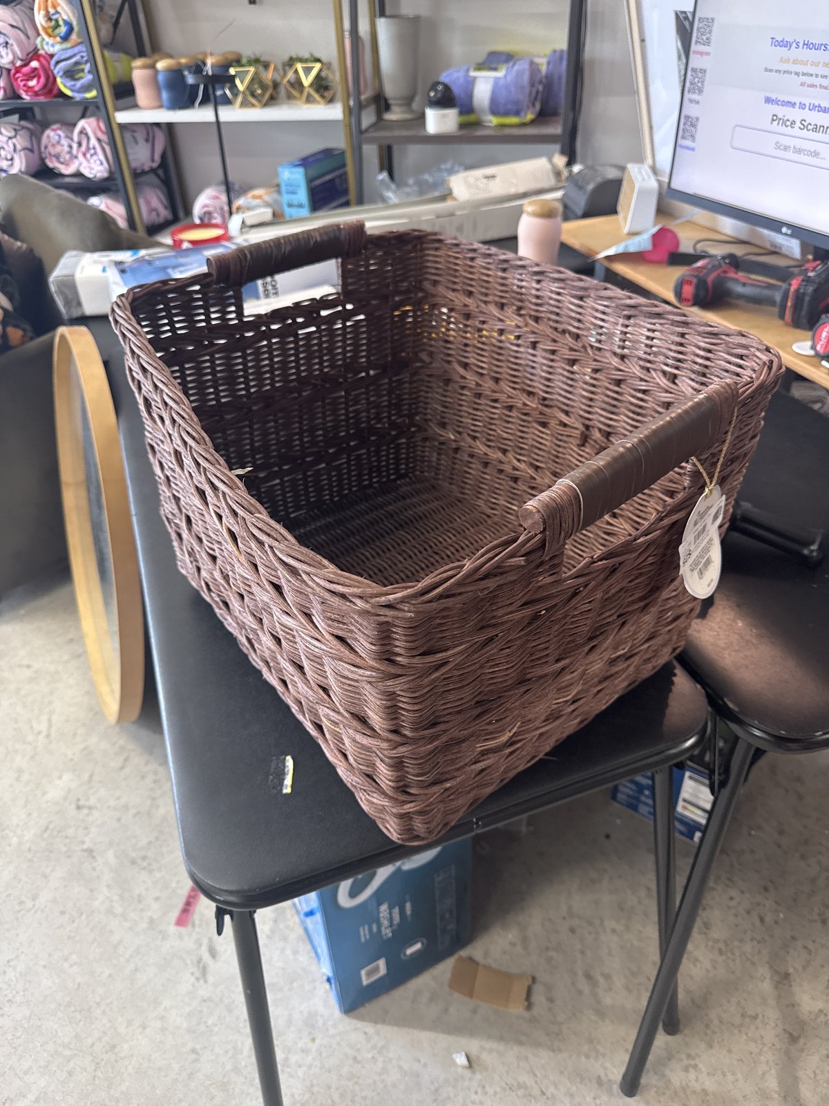 Rectangle Rattan Decorative Basket Dark Brown - Threshold™ Designed With Studio Mcgee: Fsc Certified Wicker Storage, Spot Clean : Target