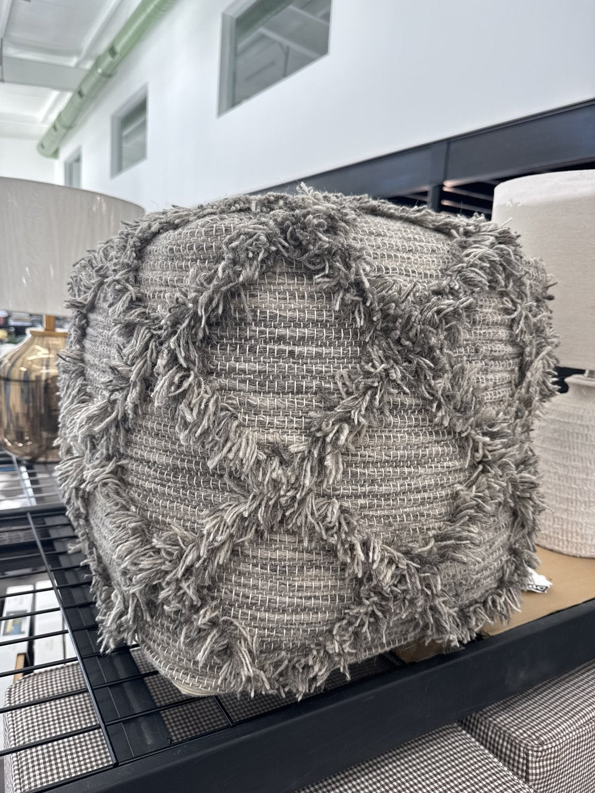 Adelphie Moroccan Inspired Pouf Natural/gray - Signature Design By Ashley: Handwoven, Textured Surface, No Assembly Required : Target