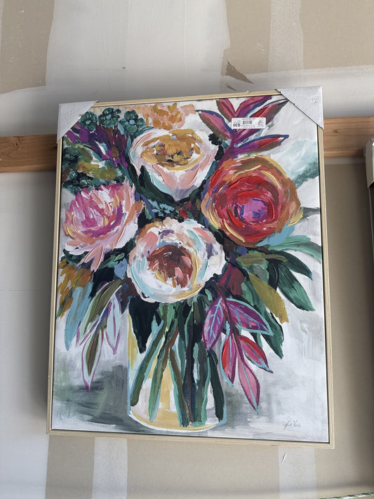 24" X 30" Colorful Floral Framed Canvas Natural - Threshold™ : Target