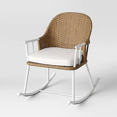 Windsor Steel & Wicker Outdoor Patio Chair, Rocking Chair White - Threshold designed with Studio McGee